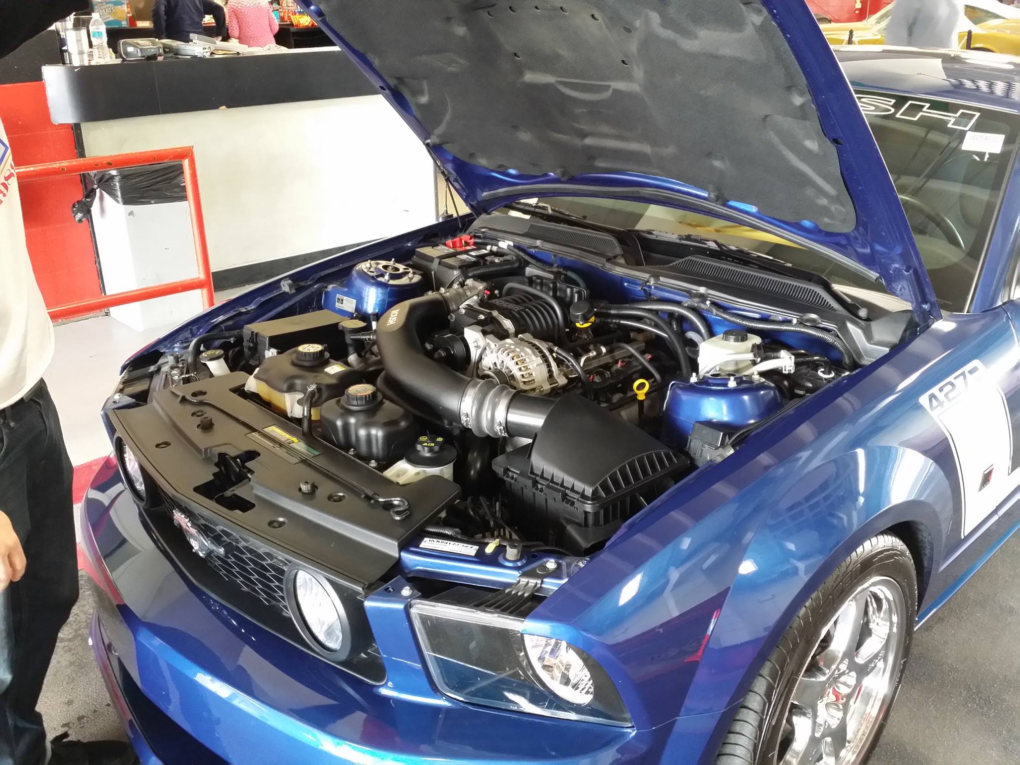 Mustang engine bay after professional cleaning