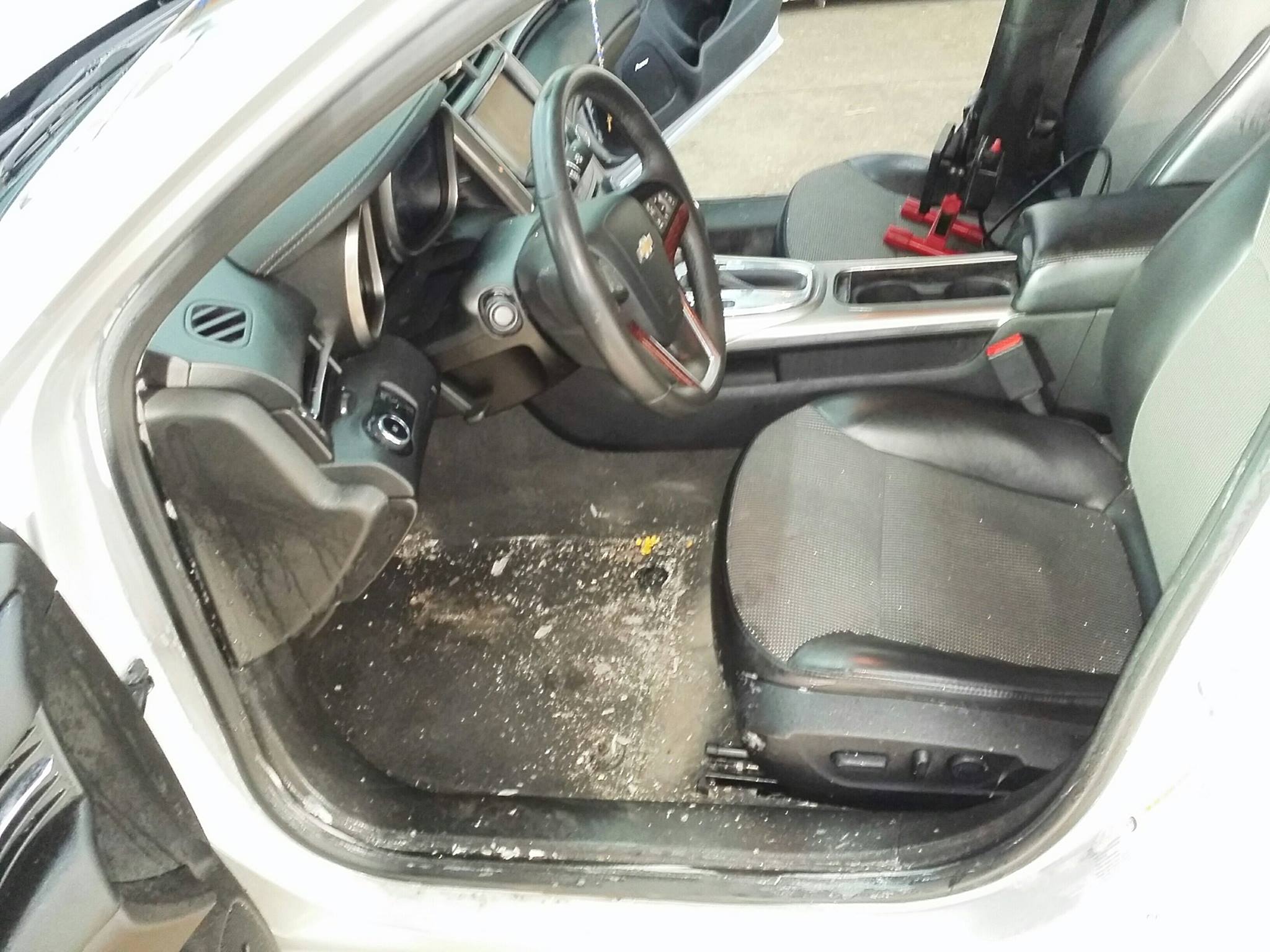Camaro interior before detailing — heavily soiled seats