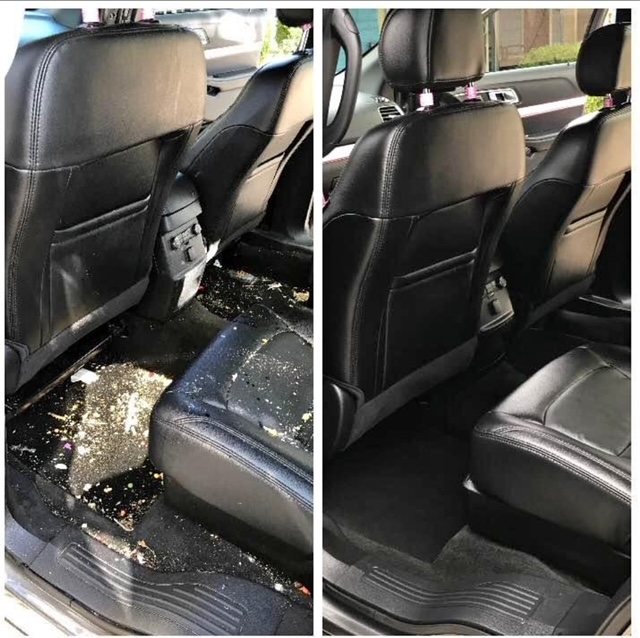 Interior car detailing before and after — Custom Portering by Barbie, Butler WI